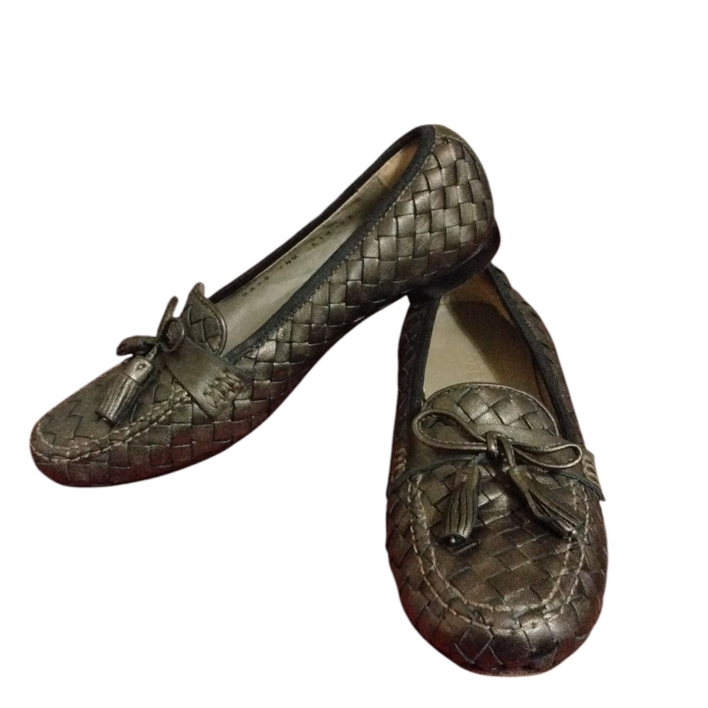Robert Zur Petra Dark Metallic Loafers Women's Army Green Flats Size 7.5
